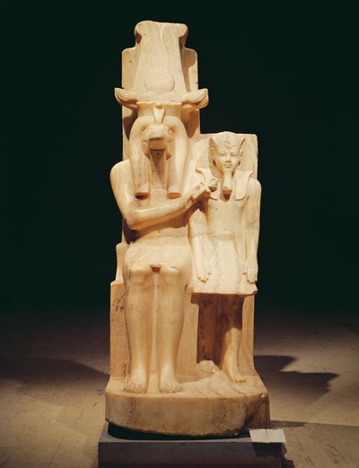 Sobek ofreciendo un ankh a Amenhotep III (c.1417-1379 a.C.) Nuevo Reino de Egyptian 18th Dynasty