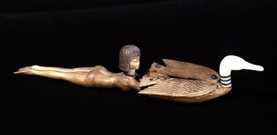 Cuchara con un mango aplanado en forma de nadador, Nuevo Reino, c.1400 a.C. de Egyptian 18th Dynasty