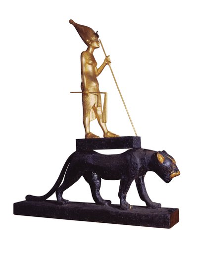 Estatuilla del rey sobre un leopardo. de la tumba de Tutankamón (c.1370-1352 a.C.) Nuevo Reino de Egyptian 18th Dynasty