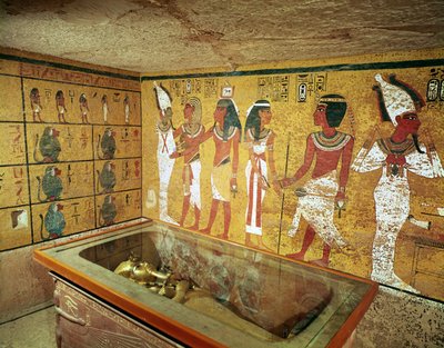 La cámara funeraria en la Tumba de Tutankamón, Nuevo Reino de Egyptian 18th Dynasty