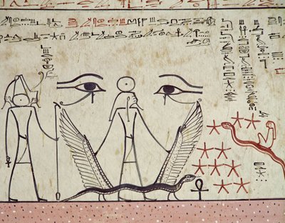 Los dos ojos místicos, de la Tumba de Tutmosis III (c.1504-1450 a.C.) Reino Nuevo (mural) de Egyptian 18th Dynasty