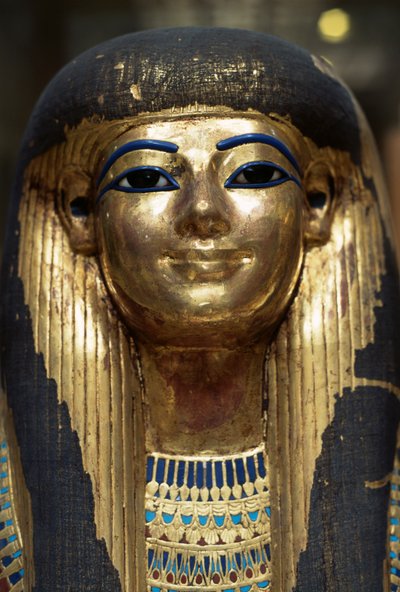 Máscara mortuoria de Tjuya, de la Tumba de Yuya y Tjuya, Valle de los Reyes, Egipto, Civilización egipcia, Reino Nuevo, Dinastía XVIII de Egyptian 18th Dynasty