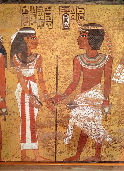 Tutankamón (c.1370-1352 a.C.) y su esposa, Anjesenamón, de su tumba, Nuevo Reino de Egyptian 18th Dynasty