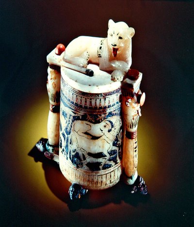 Jarra de ungüento con una figura del rey como león, de la tumba de Tutankamón, Nuevo Reino de Egyptian 18th Dynasty