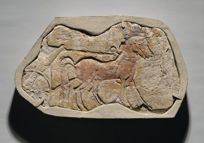 Un par de caballos tirando de un carro, de Tell el-Amarna, Nuevo Reino, c.1353-1336 a.C. de Egyptian 19th Dynasty