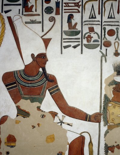 Atun, (detalle), segunda cámara de la Tumba de Nefertari, Valle de las Reinas, Luxor, Tebas de Egyptian 19th Dynasty