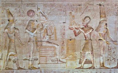 Relieve coloreado, templo de Seti I, Abidos, Egipto de Egyptian 19th Dynasty