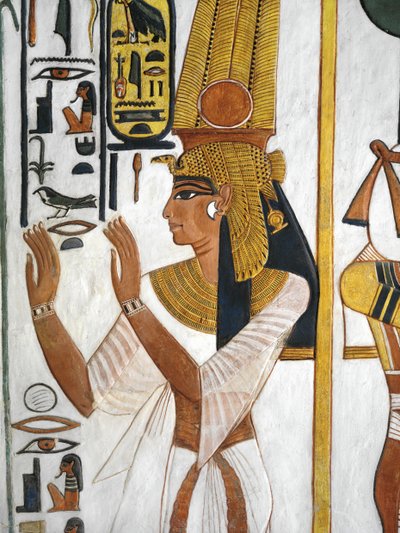 Egipto, Tebas, Luxor, Valle de las Reinas, Tumba de Nefertari, Anexo a la antecámara, Pinturas murales, Reina de Egyptian 19th Dynasty