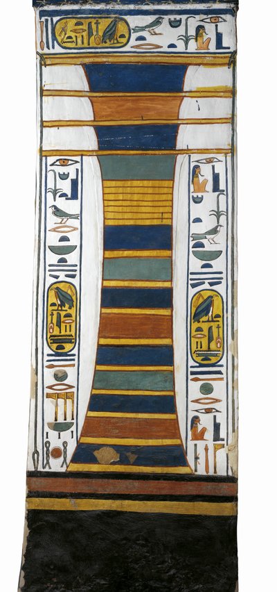 Egipto, Tebas, Luxor, Valle de las Reinas, Tumba de Nefertari, pilar Djed que representa la columna vertebral de Osiris con médula ósea de resurrección dentro, de la dinastía XIX de Egyptian 19th Dynasty