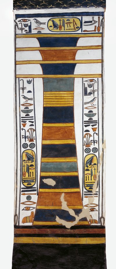 Egipto, Tebas, Luxor, Valle de las Reinas, Tumba de Nefertari, pilar Djed que representa la columna vertebral de Osiris con médula ósea de resurrección dentro, de la dinastía XIX de Egyptian 19th Dynasty