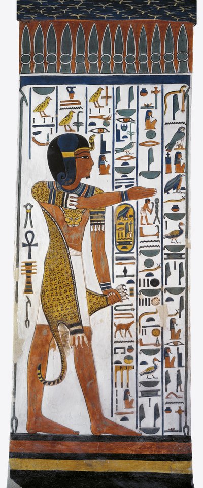 Egipto, Tebas, Luxor, Valle de las Reinas, Tumba de Nefertari, pintura mural del dios Horus en la cámara funeraria de la dinastía XIX de Egyptian 19th Dynasty