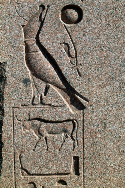 Jeroglífico con el nombre de Horus, Gran Templo de Amón, Tanis, Egipto, Reino Nuevo, Dinastía XIX de Egyptian 19th Dynasty