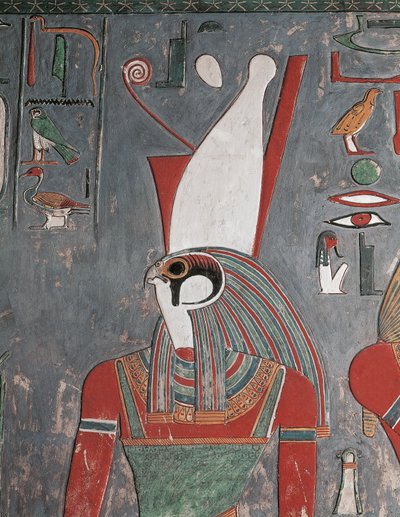 Horus con doble corona, Tumba de Horemheb, Valle de los Reyes, Luxor, Tebas Antigua de Egyptian 19th Dynasty