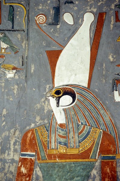 Horus con doble corona, Tumba de Horemheb, Valle de los Reyes, Luxor, Tebas Antigua de Egyptian 19th Dynasty