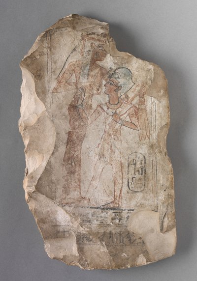 Ostracon: Ramsés II Amamantado por una Diosa, c.1279-1213 a.C. de Egyptian 19th Dynasty