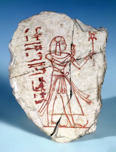 Ostrakon con una figura masculina, de Deir El-Medina de Egyptian 19th Dynasty