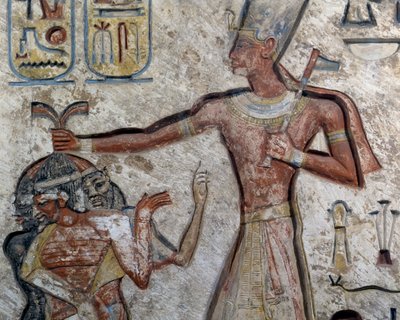 Ramsés II sujetando a prisioneros por el pelo, Detalle, Civilización egipcia, Reino Nuevo, Dinastía XIX de Egyptian 19th Dynasty