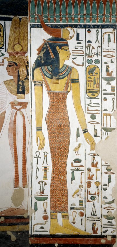 Selqet, detalle de los frescos en la cámara funeraria de Nefertari, Valle de las Reinas, Luxor, Tebas (Lista del Patrimonio Mundial de la Unesco) de Egyptian 19th Dynasty