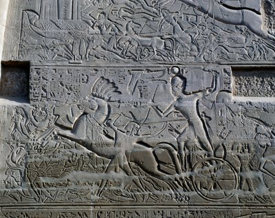 Campañas de Seti I en Siria y Palestina, relieve, muro exterior norte de la Gran Sala Hipóstila, complejo del templo de Karnak (Lista del Patrimonio Mundial de la Unesco de Egyptian 19th Dynasty