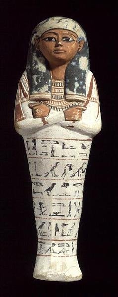 Shabti de Sennedjem, un trabajador de la necrópolis en Deir el-Medina, Tebas, Reino Nuevo, c.1294-1279 a.C. (caliza con pigmento) de Egyptian 19th Dynasty