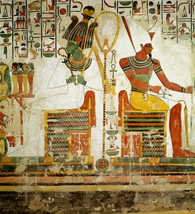 Los dioses Osiris y Atum, de la tumba de Nefertari, Nuevo Reino de Egyptian 19th Dynasty