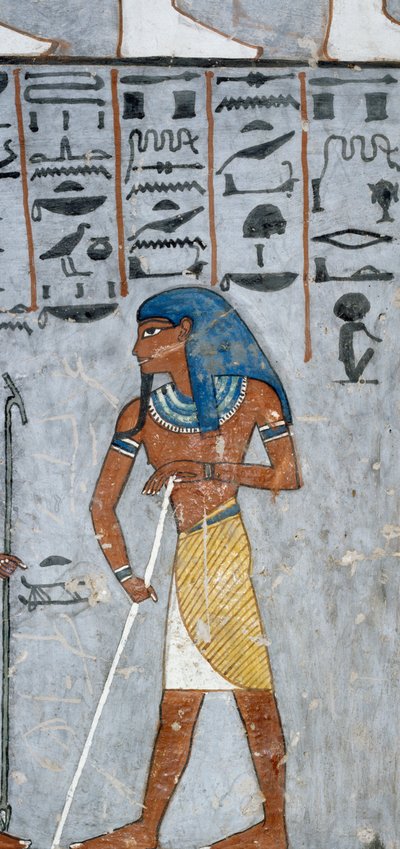 El dios Atum, fresco, cámara funeraria, Tumba de Ramsés I (KV16), Valle de los Reyes, Tebas (Lista del Patrimonio Mundial de la Unesco) de Egyptian 19th Dynasty
