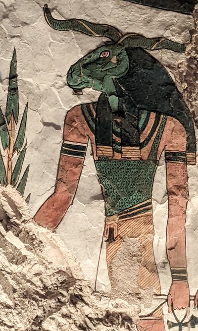 La mensajera con cabeza de carnero (pintura mural) de Egyptian 19th Dynasty