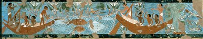 Pintura mural de la tumba de Ipuy, Tebas, que representa una escena de pesca, Reino Nuevo, c.1275 a.C. de Egyptian 19th Dynasty