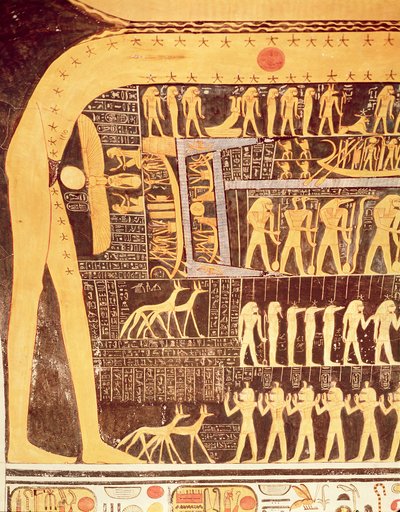 (detalle) del Libro del Día del techo de la cámara funeraria de la Tumba de Ramsés VI (r.1143-1136 a.C.) Nuevo Reino de Egyptian 20th Dynasty