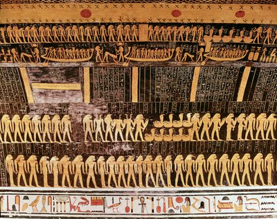 (detalle) del Libro del Día del techo de la cámara funeraria de la Tumba de Ramsés VI (r.1143-1136 a.C.) Nuevo Reino de Egyptian 20th Dynasty
