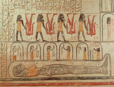 Detalle del Libro de la Tierra, de la cámara funeraria de la tumba de Ramsés VI (r.1143-1136 a.C.) Reino Nuevo (pintura mural) de Egyptian 20th Dynasty