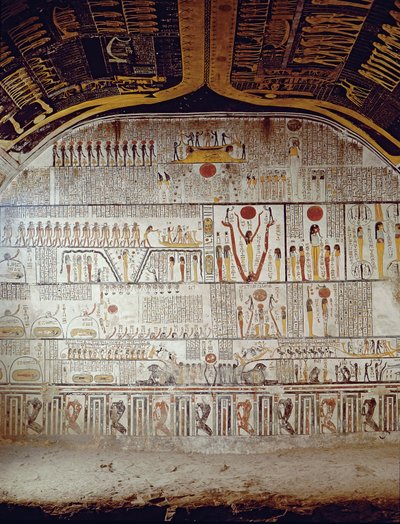Detalle del Libro de la Tierra, de la cámara funeraria de la Tumba de Ramsés VI de Egyptian 20th Dynasty