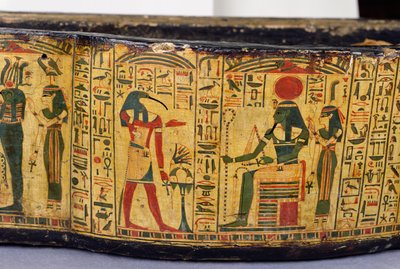 (detalle) de la base exterior del sarcófago de la momia de Nesyamun, posiblemente encontrada en Deir El-Bahri, Nuevo Reino, c.1100 a.C. de Egyptian 20th Dynasty