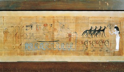 Papiro de Heruben, divinidad en la barca solar de Seth de Egyptian 20th Dynasty