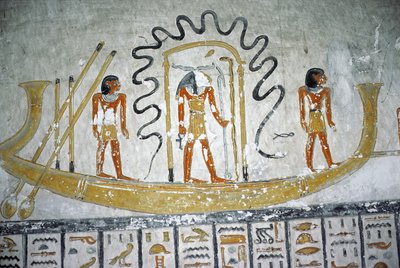Re en el Barco Nocturno, de la Tumba de Ramsés VI, Nuevo Reino (c.1145-1137 a.C.) de Egyptian 20th Dynasty