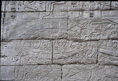 El Pueblo del Mar, Batalla Naval de Ramsés III, Medinet Habu, 1195-64 a.C. de Egyptian 20th Dynasty