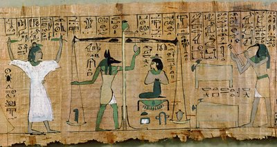 Papiro funerario de Djedkhonsouefankh que representa el juicio del difunto, Tercer Período Intermedio de Egyptian 21st Dynasty