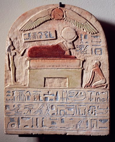 Estela de piedra caliza pintada del dios Apis de Egyptian 21st Dynasty