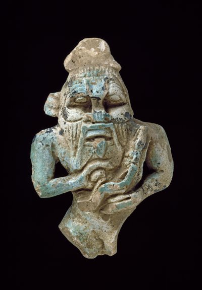 Amuleto de fayenza de Bes amamantando a Horus, c.770-715 a.C. de Egyptian 25th Dynasty