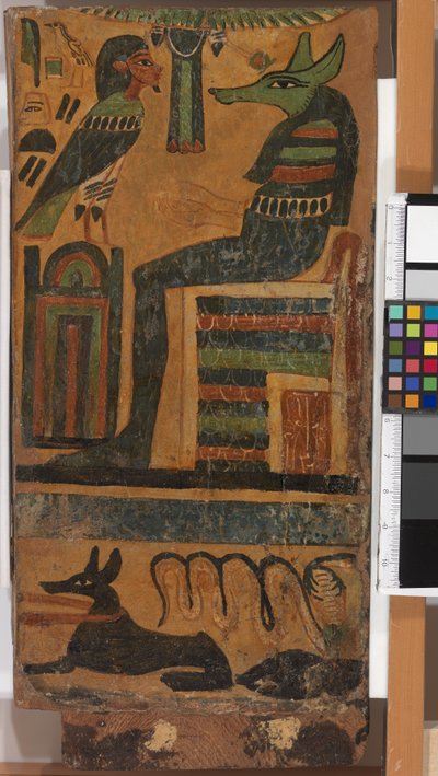 Anubis y el alma del difunto, de un sarcófago de Egyptian 26th Dynasty