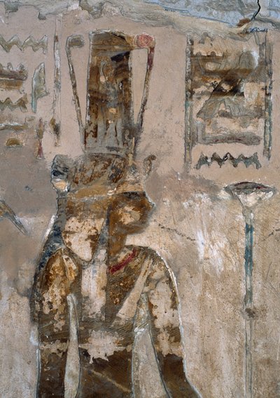 Pinturas murales, Templo de Ain El Meftla, Oasis de Bahariya, Giza, Egipto, Dinastía 26 (663-525 a.C.), (detalle) de Egyptian 26th Dynasty