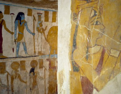 Pinturas murales de la Tumba de Pa Nentwy, Oasis de Bahariya, Giza, Egipto, Civilización Egipcia, 26ª Dinastía, 663-525 a.C. de Egyptian 26th Dynasty
