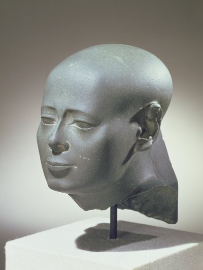 Cabeza de Wesirwer, Profeta de Montu, de la Cachette en el Recinto de Amón, Periodo Tardío de Egyptian 30th Dynasty