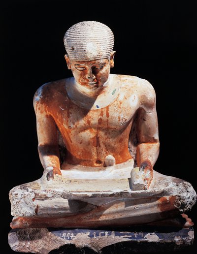 Escriba sentado, de Giza Egipto 2575 a.C., dinastía IV de Egyptian 4th Dynasty