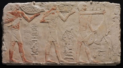 Relieve de tres portadores de ofrendas, de Saqqara, c.2311-2281 a.C. de Egyptian 6th Dynasty