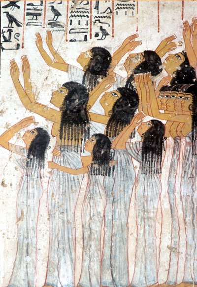 Antiguo Egipto, Pintura, Fresco, Mujeres lamentándose en el cortejo fúnebre, Tumba de Ramose, Tebas de Egyptian Egyptian