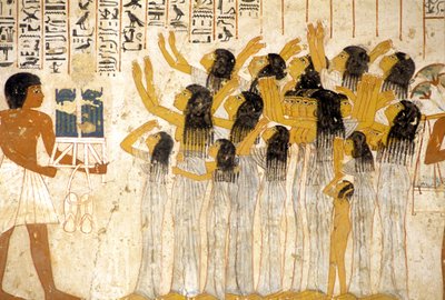 Antiguo Egipto, Pintura/fresco, Mujeres lamentándose en el cortejo fúnebre, Tumba de Ramose, Tebas, Valle de los Nobles de Egyptian Egyptian