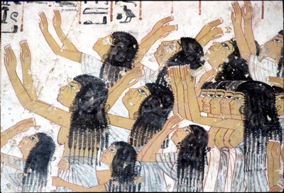 Antiguo Egipto, Pintura mural, Mujeres lamentándose en un cortejo fúnebre, Tumba de Ramose, Tebas de Egyptian Egyptian