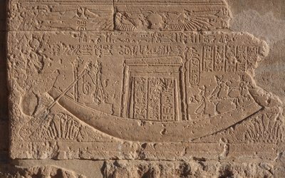 Barca símbolo de la vida y del sol, templo de Philae de Egyptian Egyptian