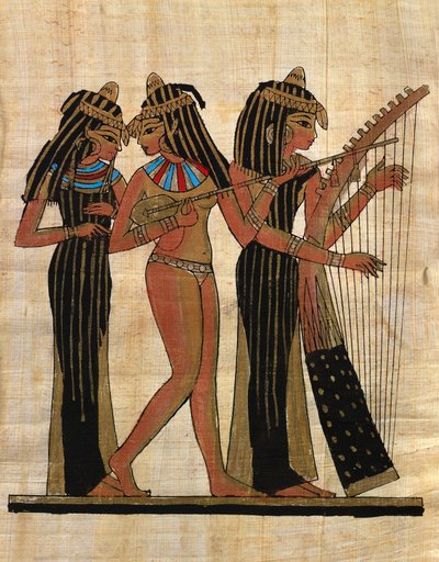 Arte egipcio: Papiro egipcio: Músicos; Colección privada de Egyptian Egyptian